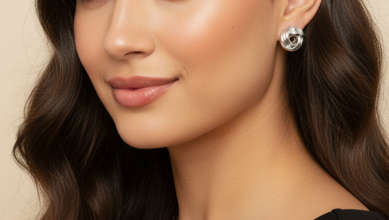 Round silver earrings