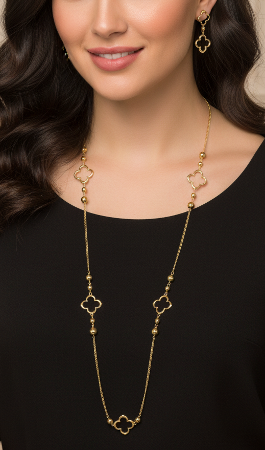 Long necklace with earrings