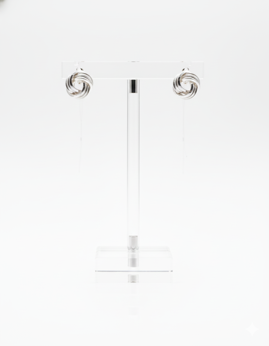 Round silver earrings